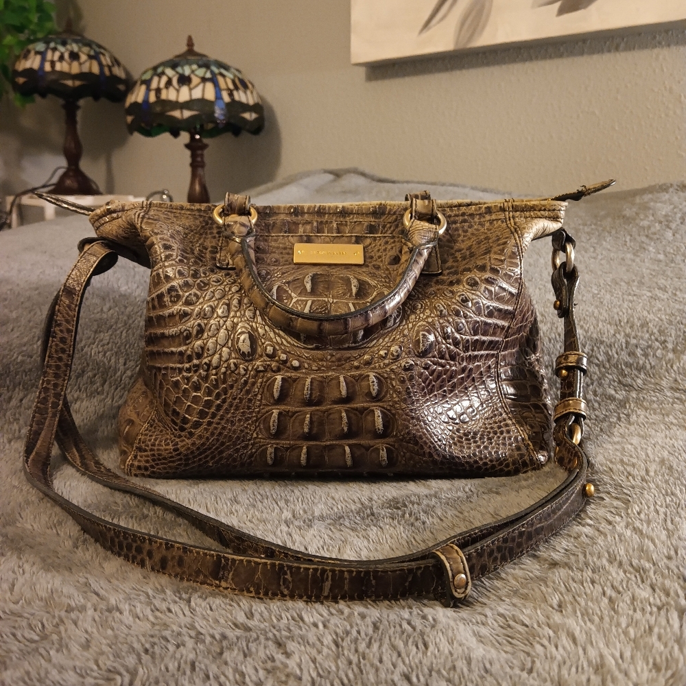 Brahmin Bag Brown/Gray Crocodile Embossed Handbag